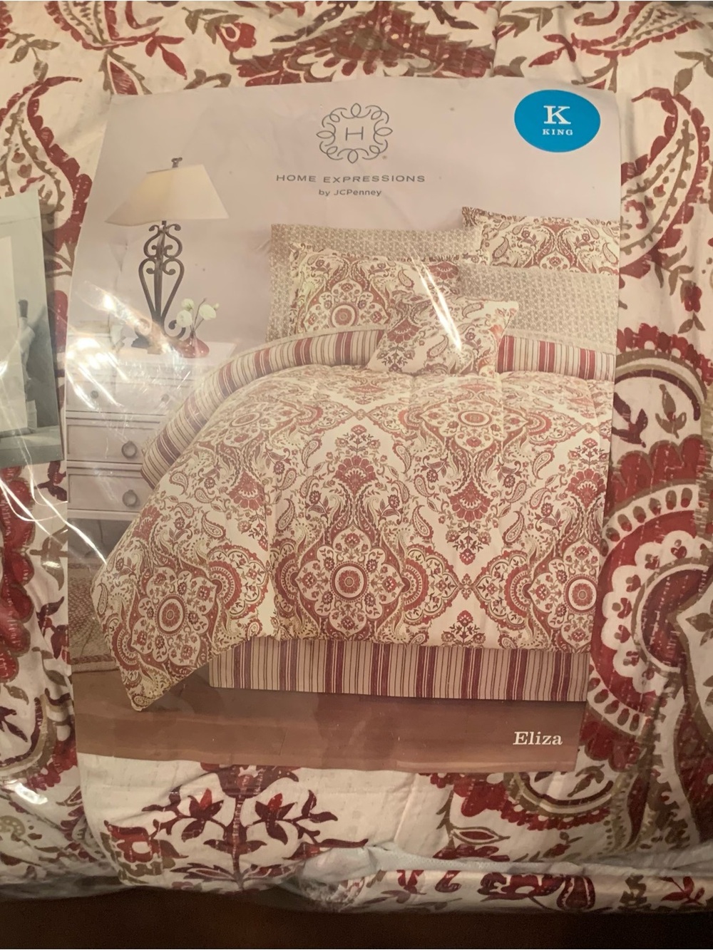 Expressions Eliza King Bedding Set in Red and Cream